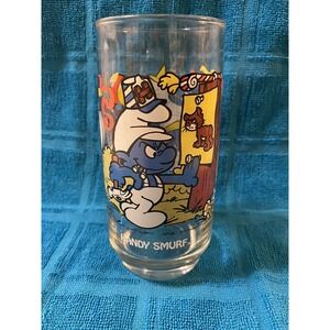 Vintage 1983 Smurf HANDY SMURF Tumbler Drinking Glass Wallace Berrie & Co.